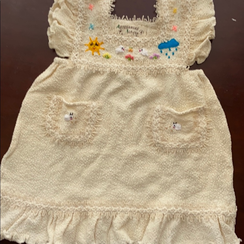 Girls Peruvian hand embroidered cotton dress